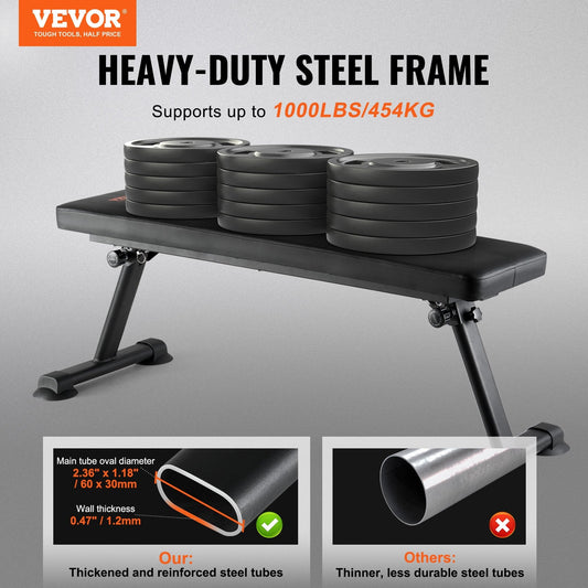 FoldFlat Pro Weight Bench heavy-duty steel frame 1000 lbs capacity