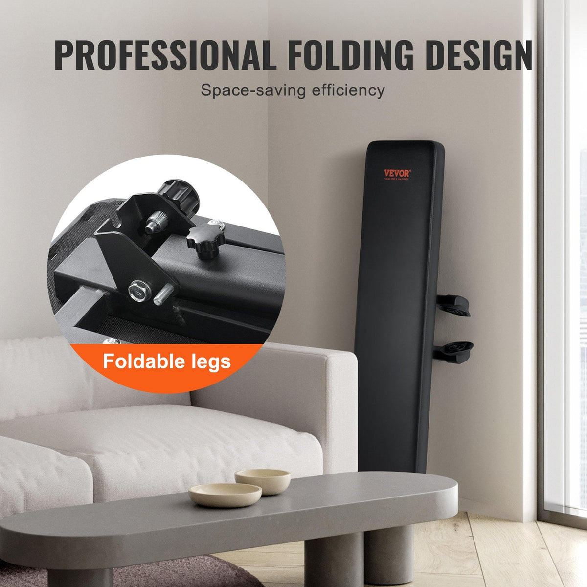 FoldFlat Pro Weight Bench professional folding design wall storage