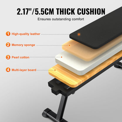FoldFlat Pro Weight Bench 5.5cm thick cushion layer breakdown