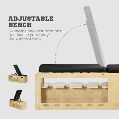 OakFlex Multi-Function Bench unique robust construction solid hardwood and steel support