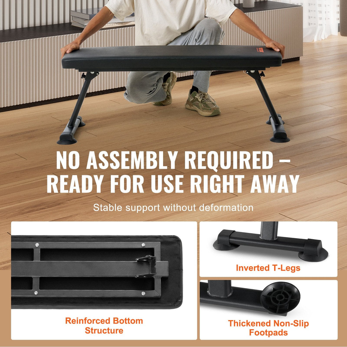 FoldFlat Pro Weight Bench no assembly required stable legs