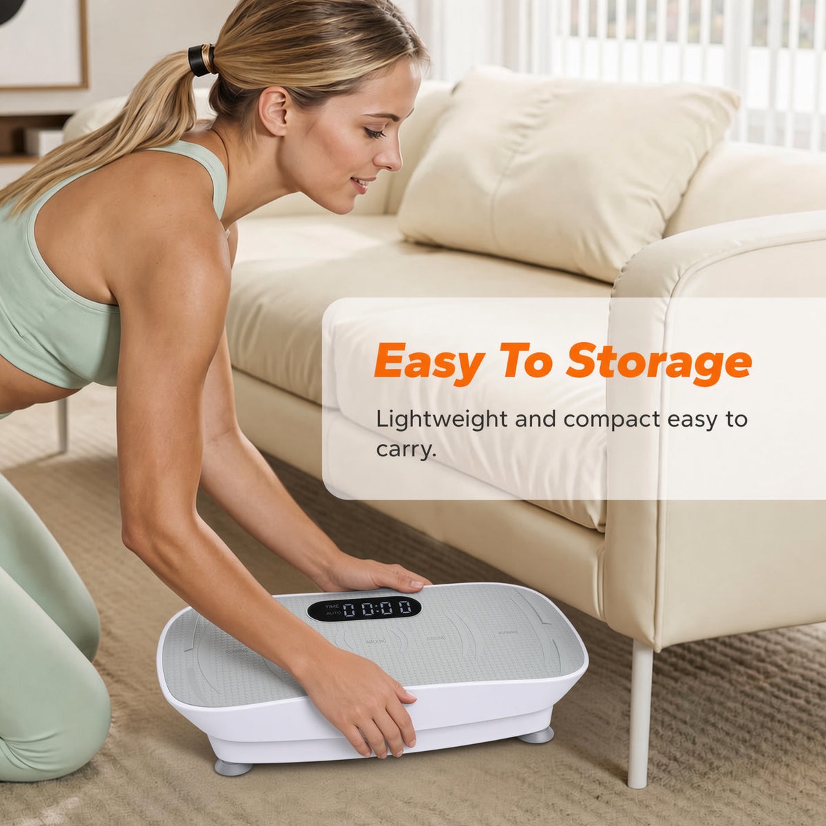 VibraSlim Lite easy to store under sofa