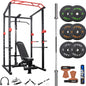 TitanCage Full Home Gym Rack complete bundle with bench barbell and bumper plates option 2